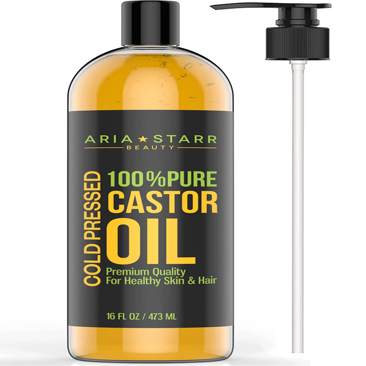 Aria Starr Huile de ricin – bouteille 16 oz prête à l'emploi pour cheveux et peau