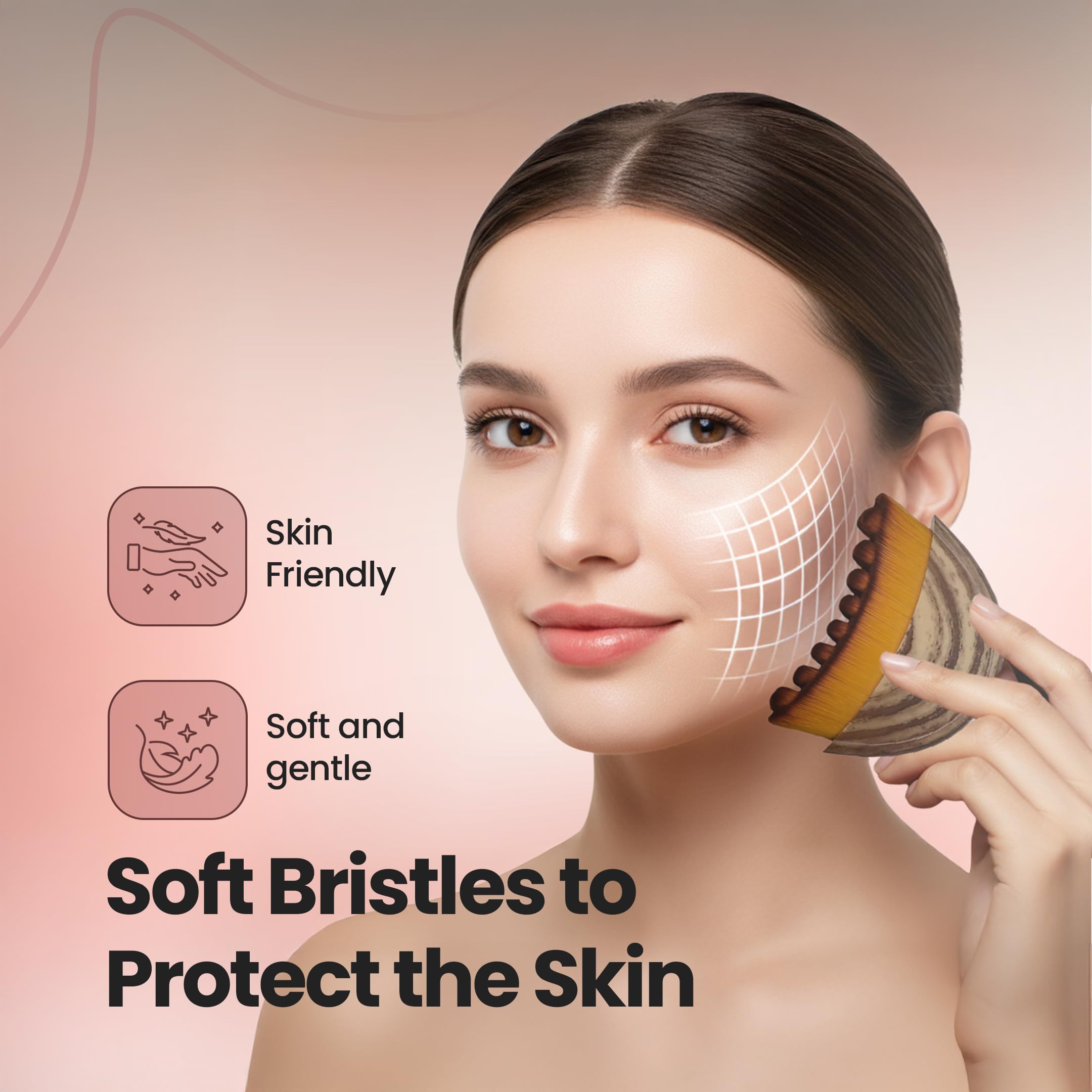 Brosse Arivara visage — massage ergonomique pour contours naturels.