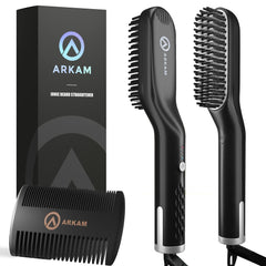 Brosse barbe chauffante Arkam, lissage rapide et chaleur réglable.