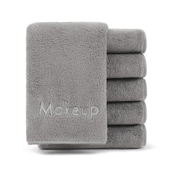 Arkwright Lot de 6 serviettes démaquillantes microfibre peluche gris – douceur et praticité