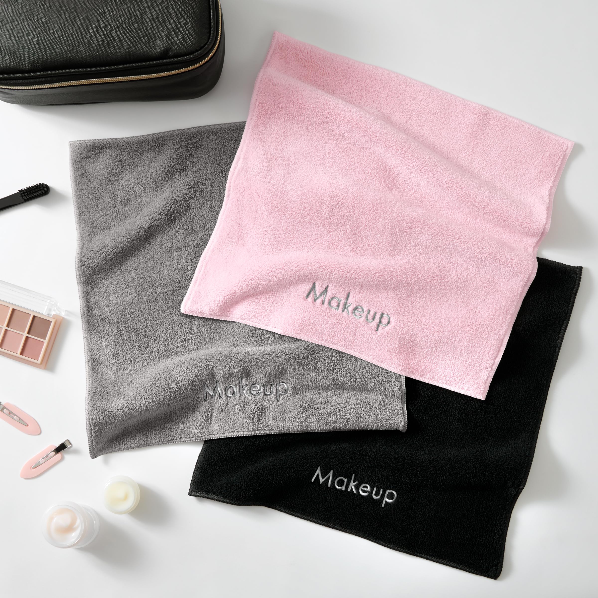 Arkwright serviettes démaquillage polyvalentes microfibre peluche gris – maison et voyage