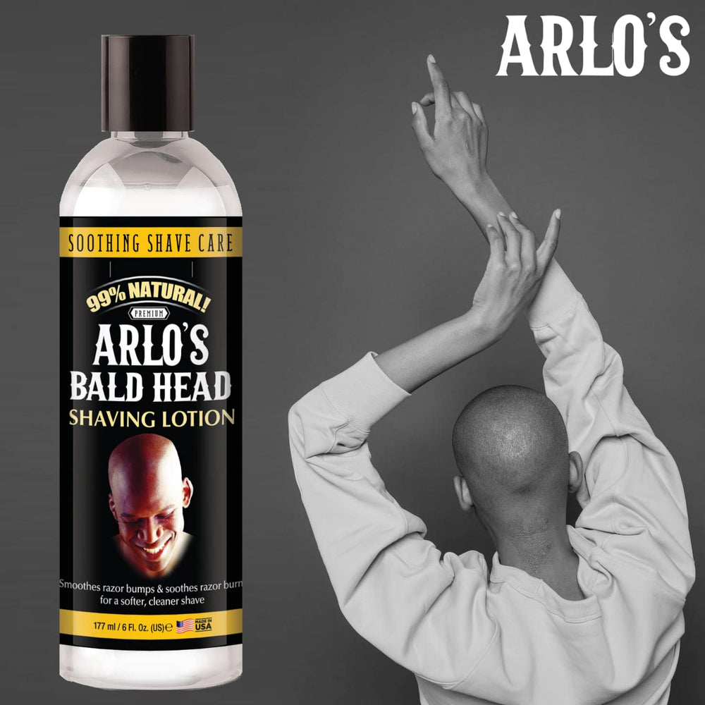 Arlo's lotion rasage crâne chauve – fabrication aux États‑Unis avec soin.