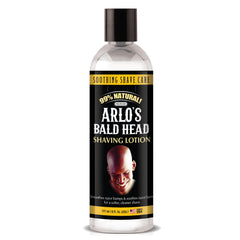 Arlo's lotion rasage crâne chauve – bouteille visible et texture lisse.