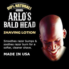 Arlo's lotion rasage crâne chauve – glisse du rasoir facilitée.
