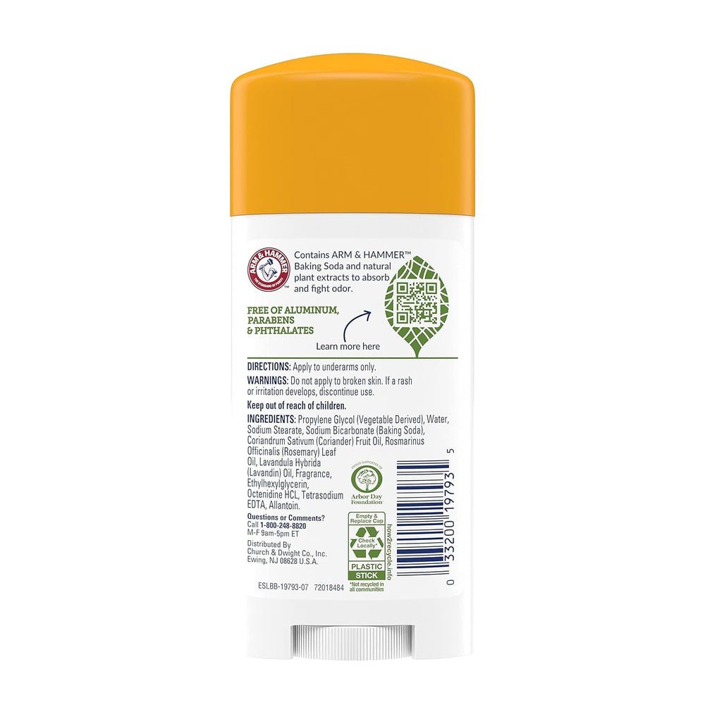 Arm et Hammer Essentiels Déodorant Frais Pack montre l’emballage pratique pour la maison.