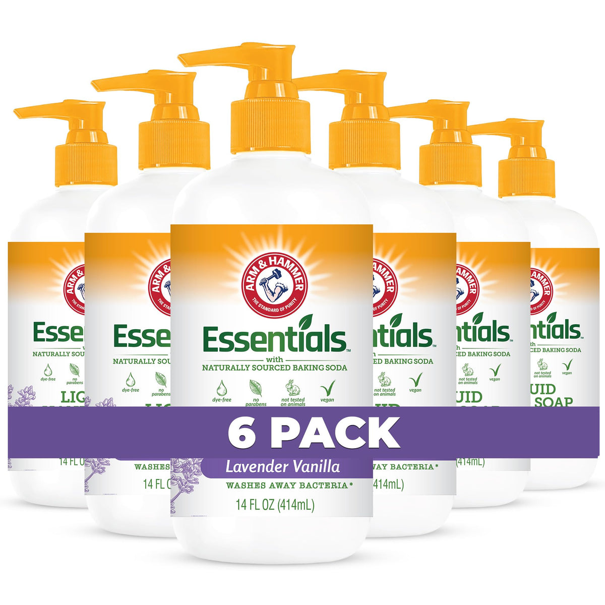 Savon mains Arm & Hammer – bouteille lavande vanille, parfum apaisant et nettoyage efficace.