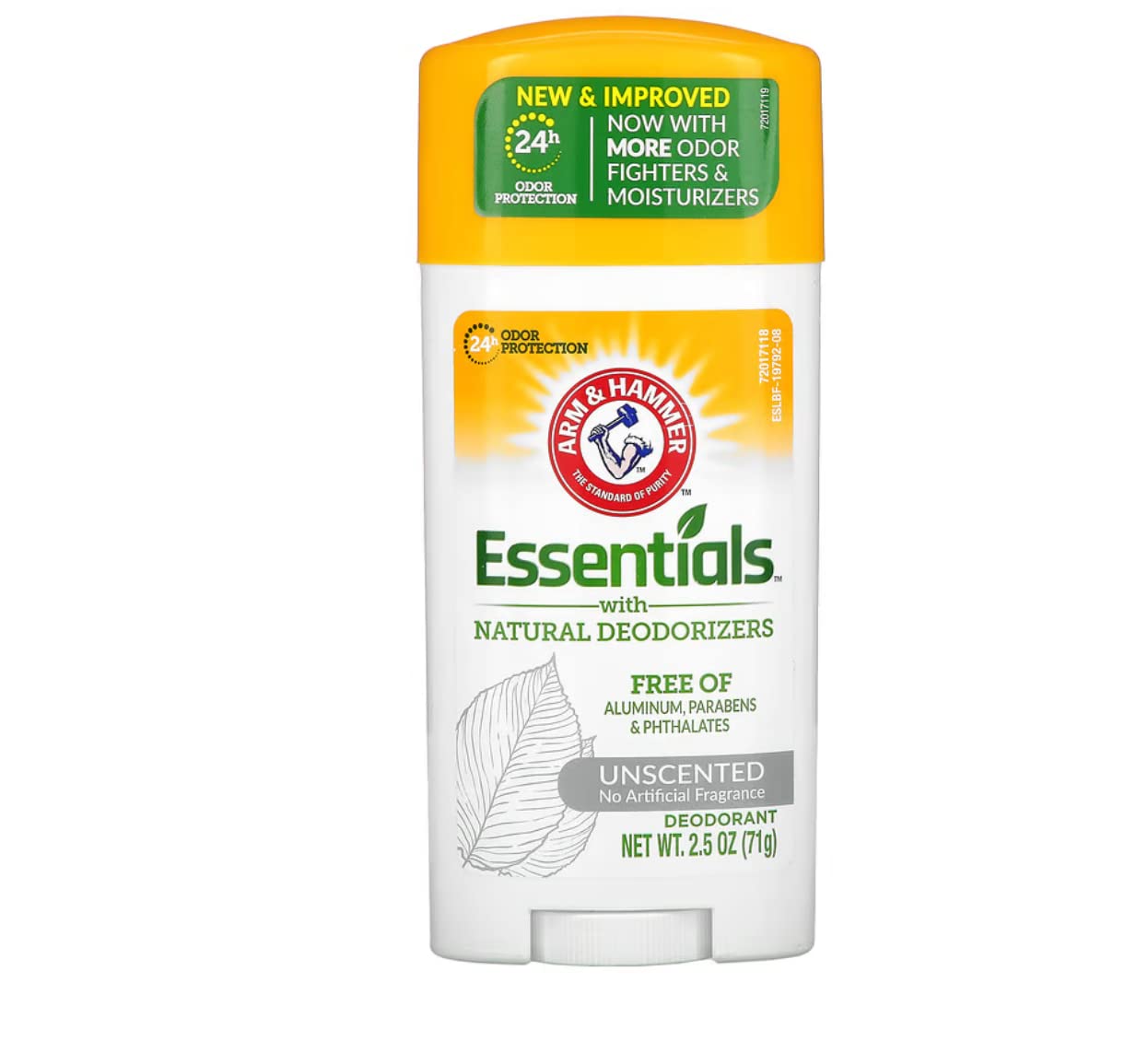 Arm & Hammer Essentials Déodorant sans parfum, stick, fraîcheur naturelle au quotidien.