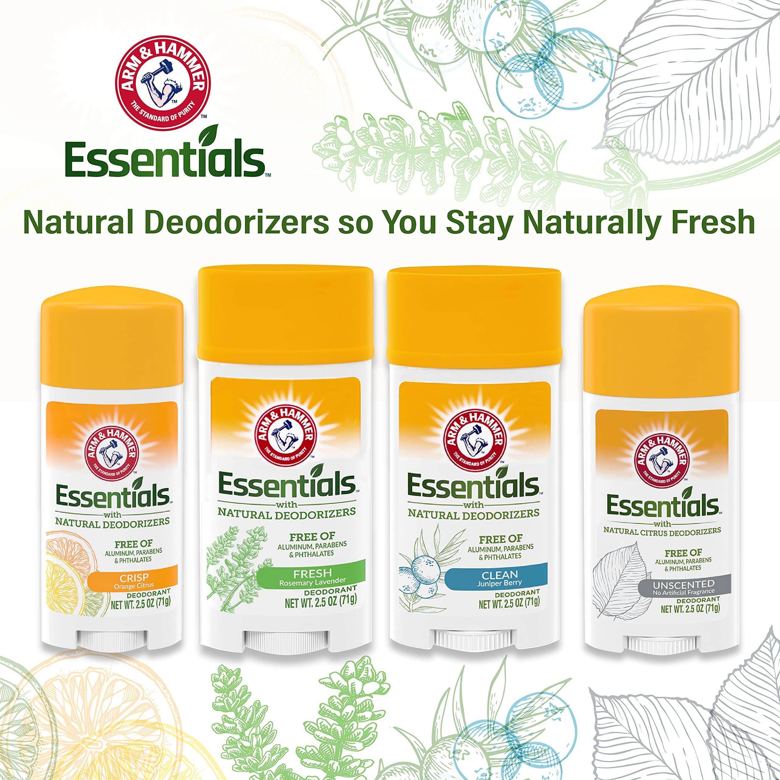 Arm & Hammer Essentials design discret et élégant du déodorant solide sans parfum.