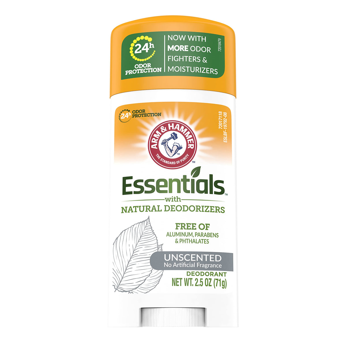 ARM & Hammer Essentials déodorant solide sans parfum, emballage lot-12, pratique à emporter