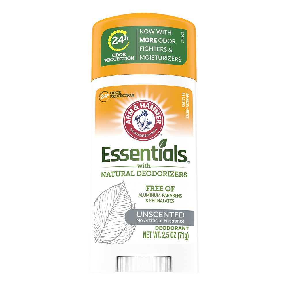 Texture lisse du déodorant solide sans parfum Arm & Hammer Essentials, application douce.