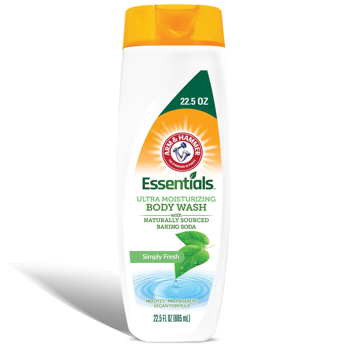 Gel douche Arm & Hammer Essentials au parfum frais, hydratation douce pour la peau.