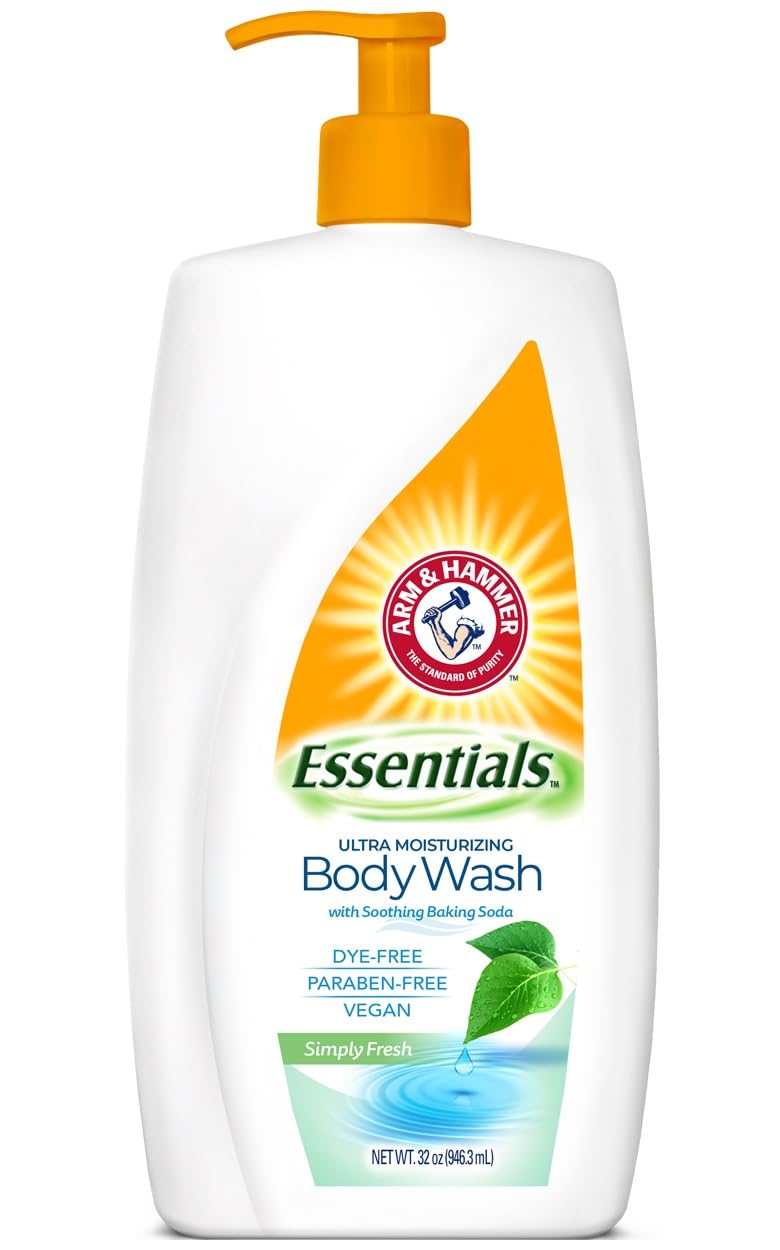 Gel douche Arm & Hammer Essentials, bouteille Simply Fresh, hydratation douce pour peau saine