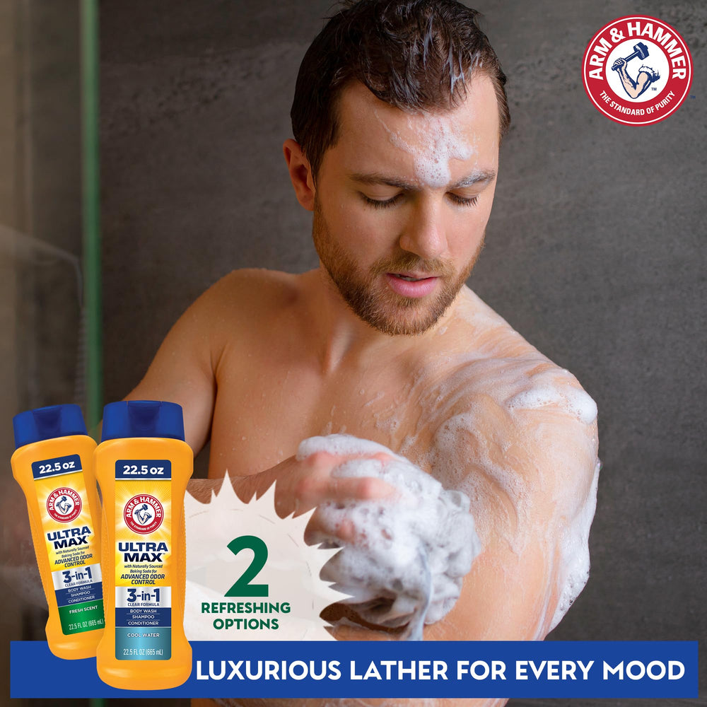 Arm & Hammer Essentials – emballage et étiquette indiquant soin tout-en-un en douche