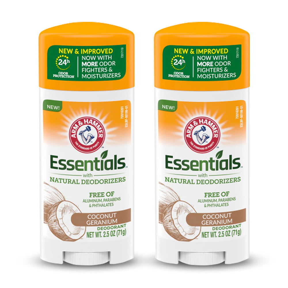Arm & Hammer Essentiels Déodorant Coco Geranium – bouteille pratique et parfum frais.