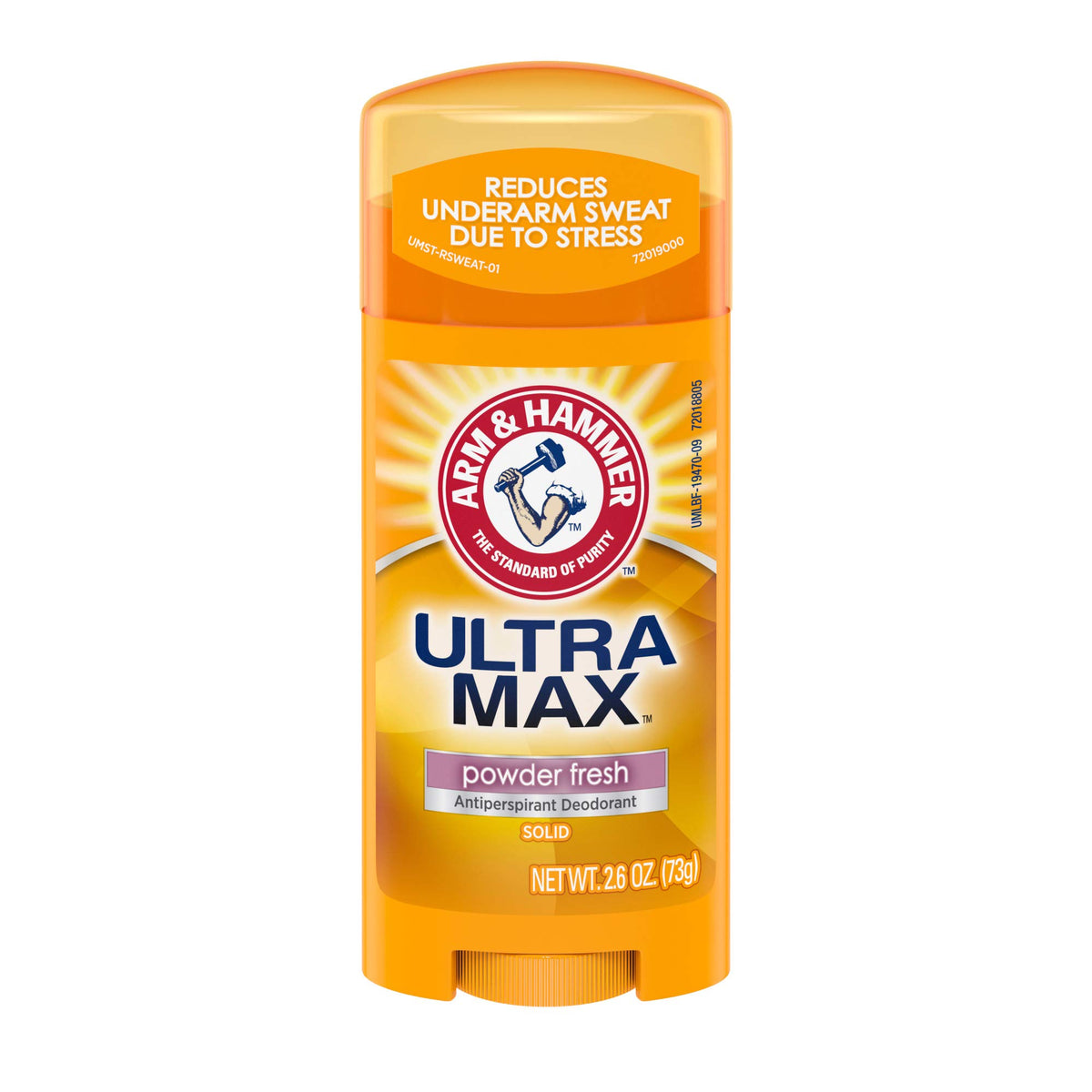 Arm & Hammer Ultra Max déodorant en bâton, poudre fraîche pour une fraîcheur durable.