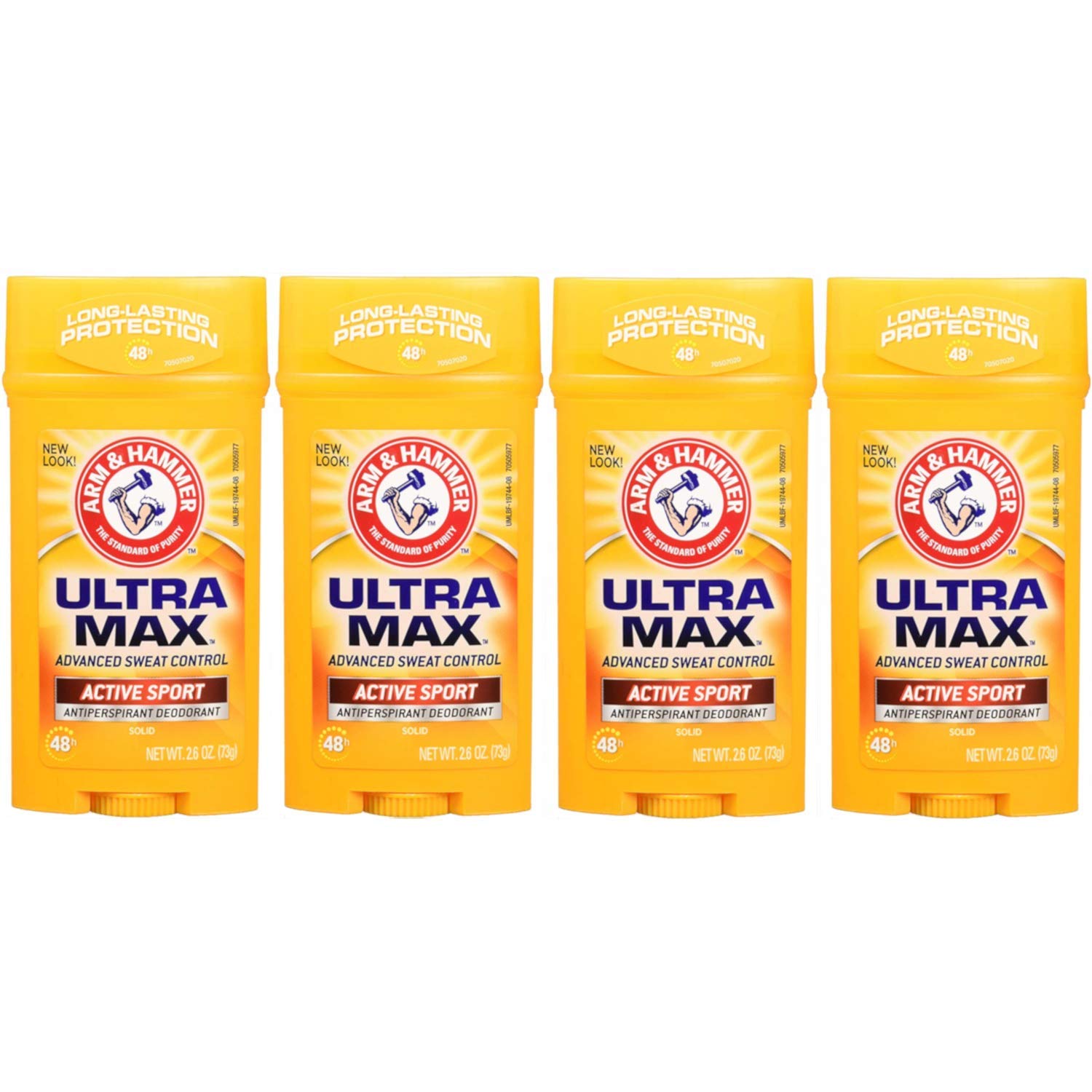 Arm & Hammer Ultramax déodorant solide actif sport, arrière, protection discrète toute la journée.