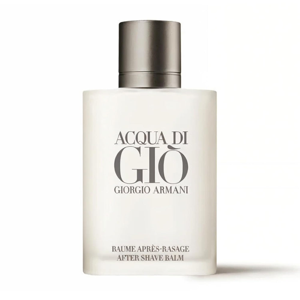 Armani Beauty Acqua di Gio après-rasage balm, bouteille 100 ml et hydratation rapide.