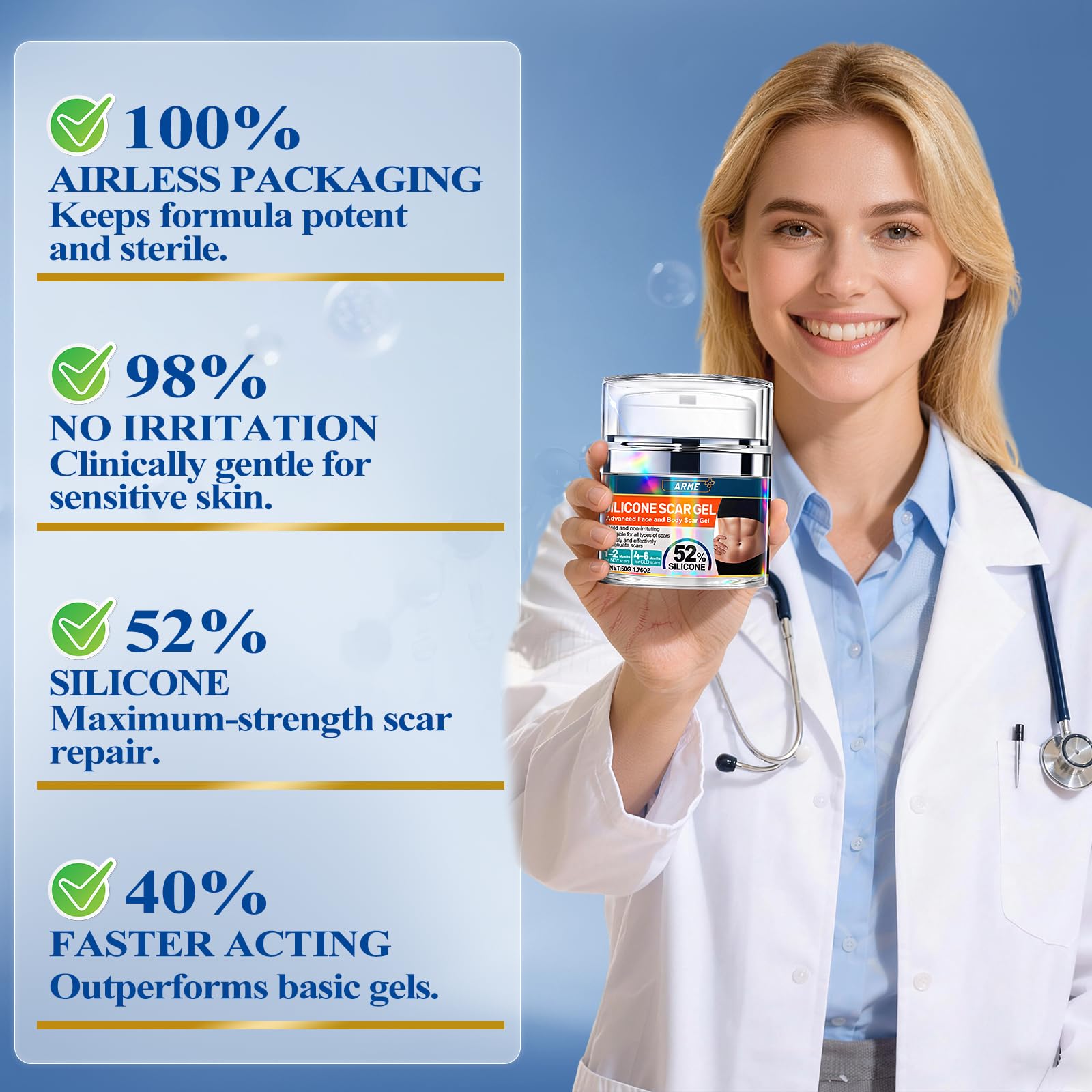 Arme Gel Silicone acné cicatrice, peut aider a estomper discrètement