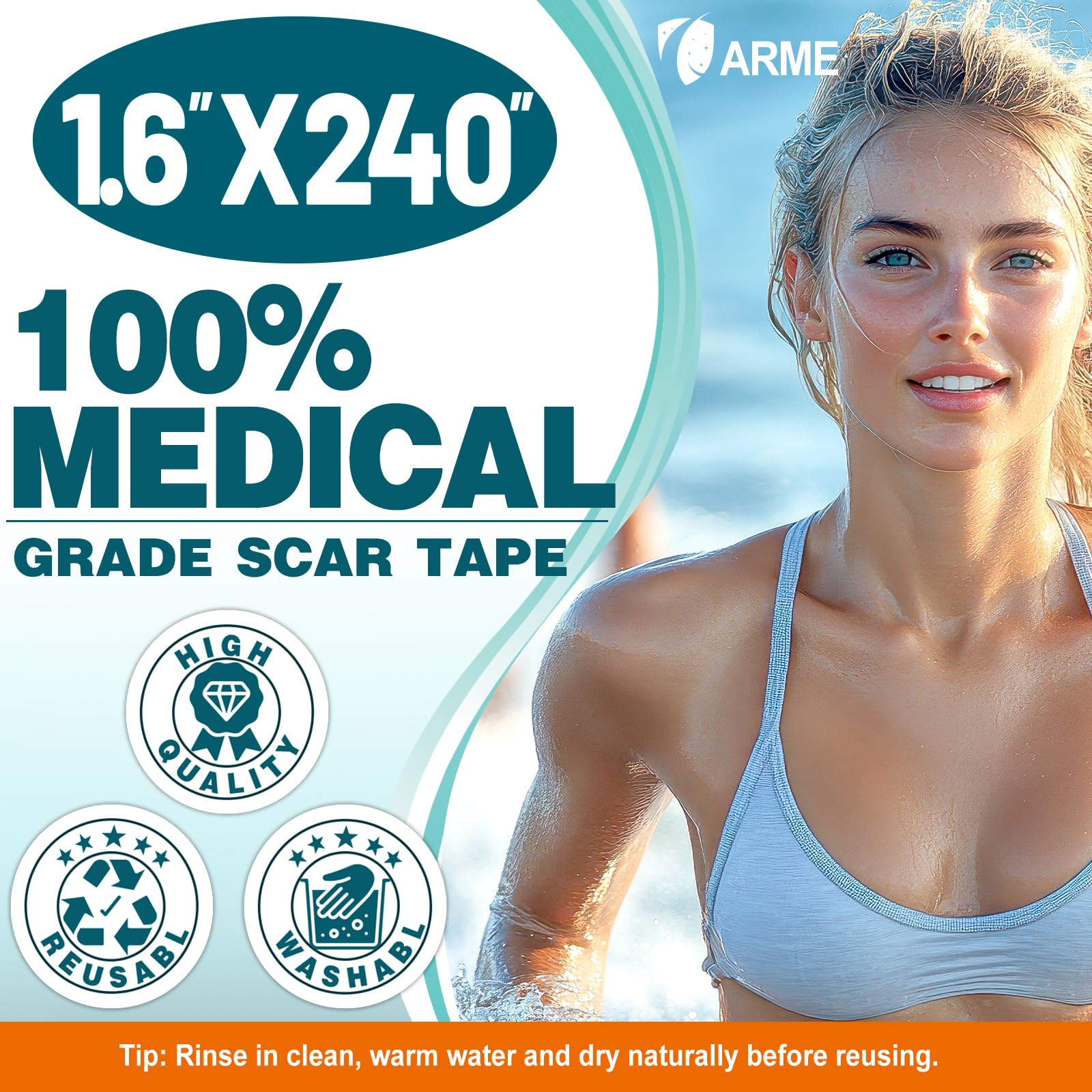 Ensemble Arme, deux rouleaux silicone pour cicatrices, pratique et polyvalent.