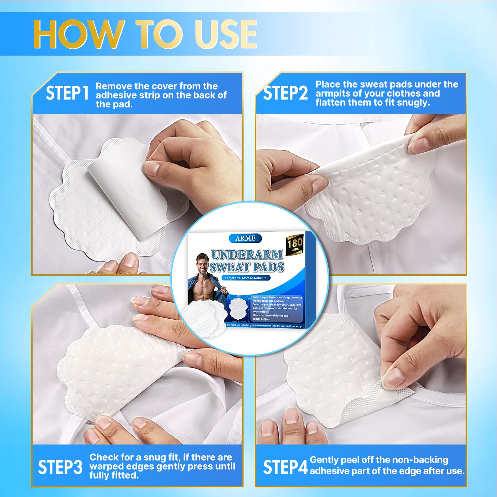 Tampons Arme sous-bras usage extérieur pour travail ou activités.