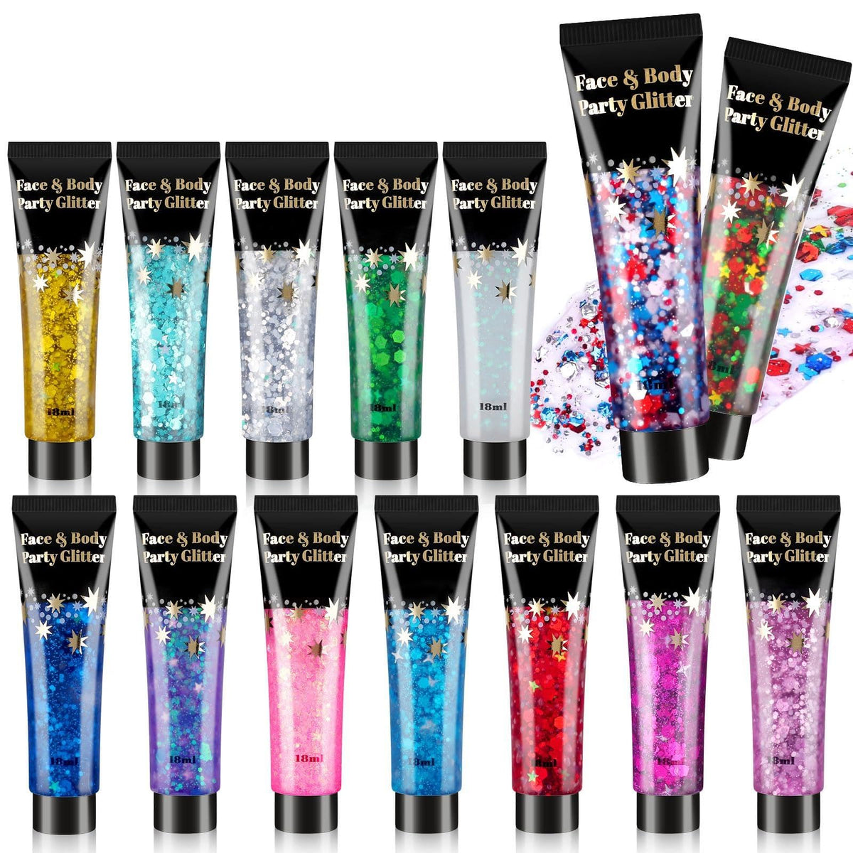 AROIC 14 couleurs paillettes pour corps et visage, look festif durable.