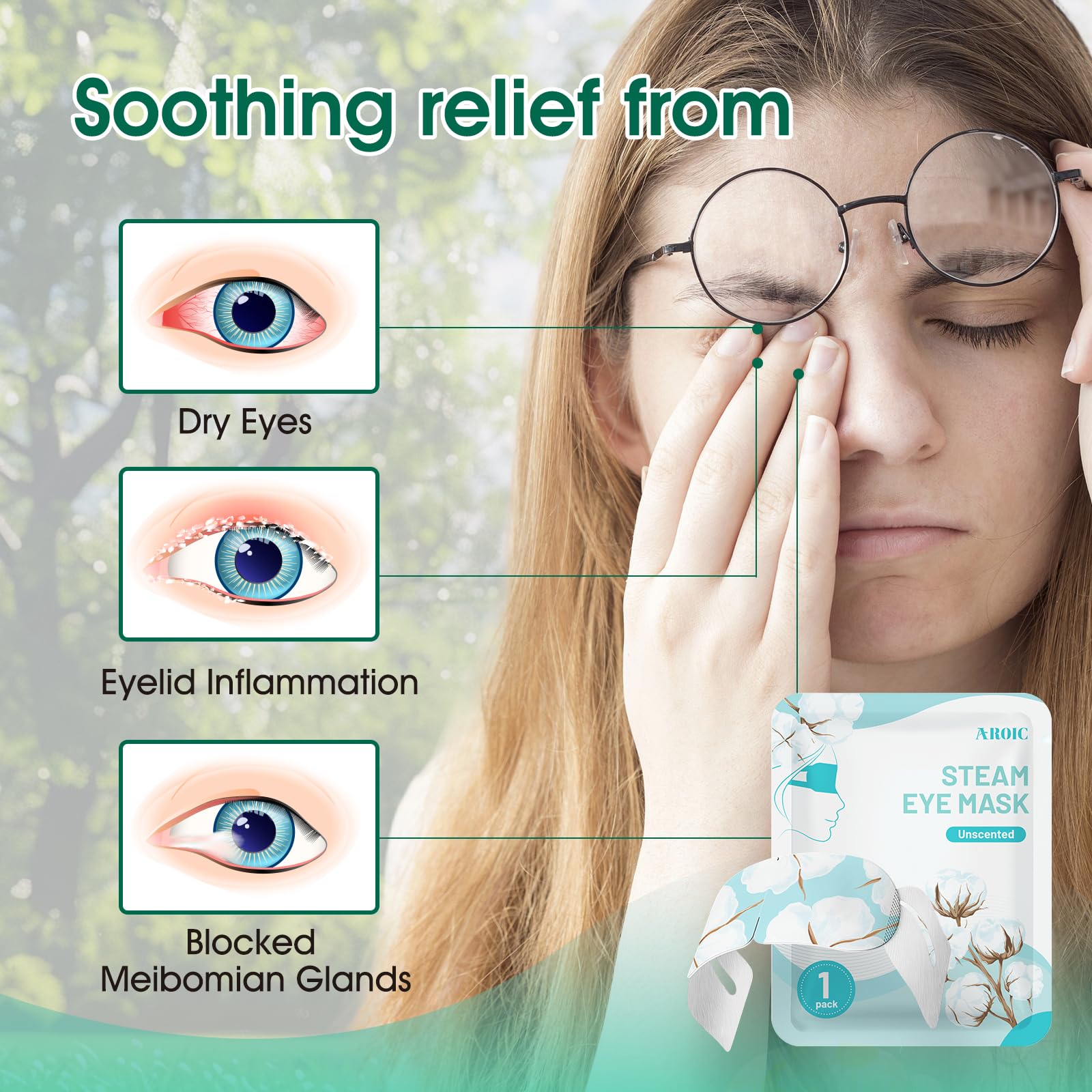 AROIC masque oculaire chauffant 104-110°F offre une chaleur confortable