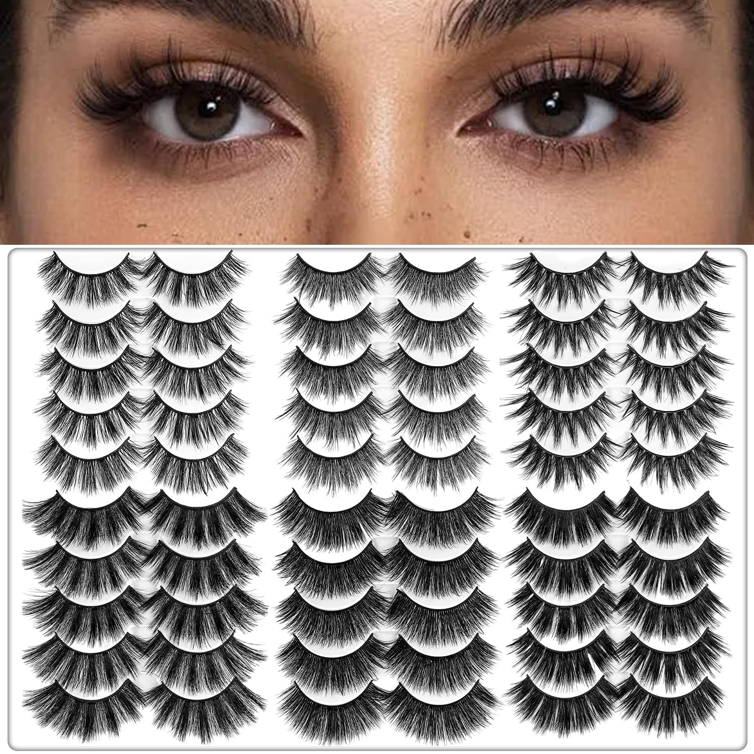 AROIC ensemble faux cils 30 paires 3D 6D pour un regard expressif