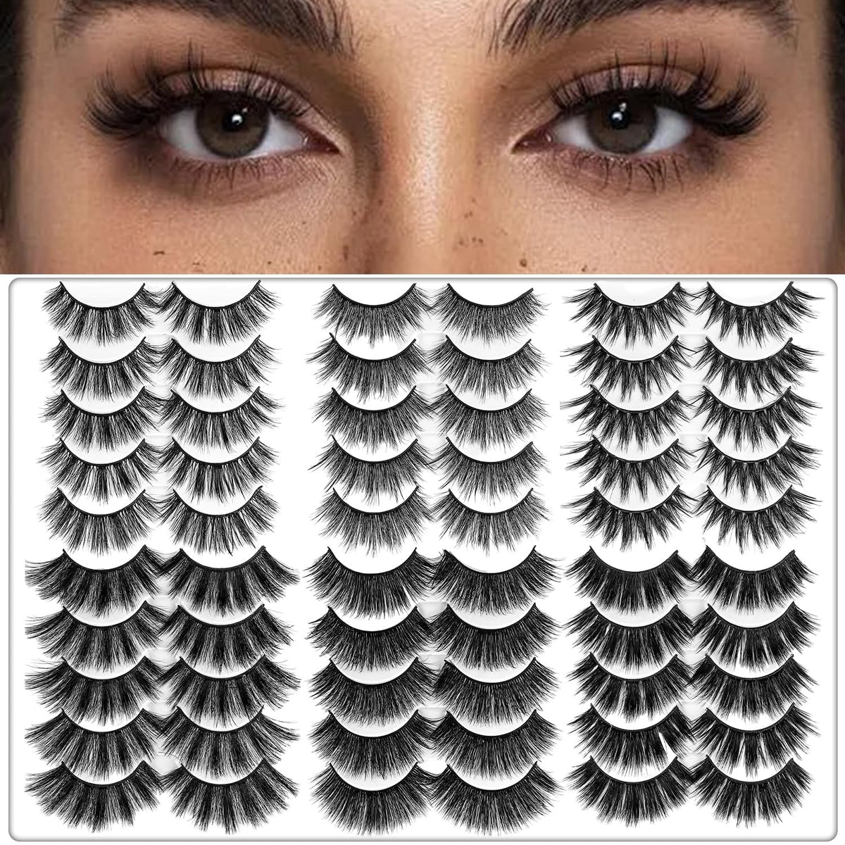 AROIC ensemble faux cils 30 paires 3D 6D pour un regard expressif