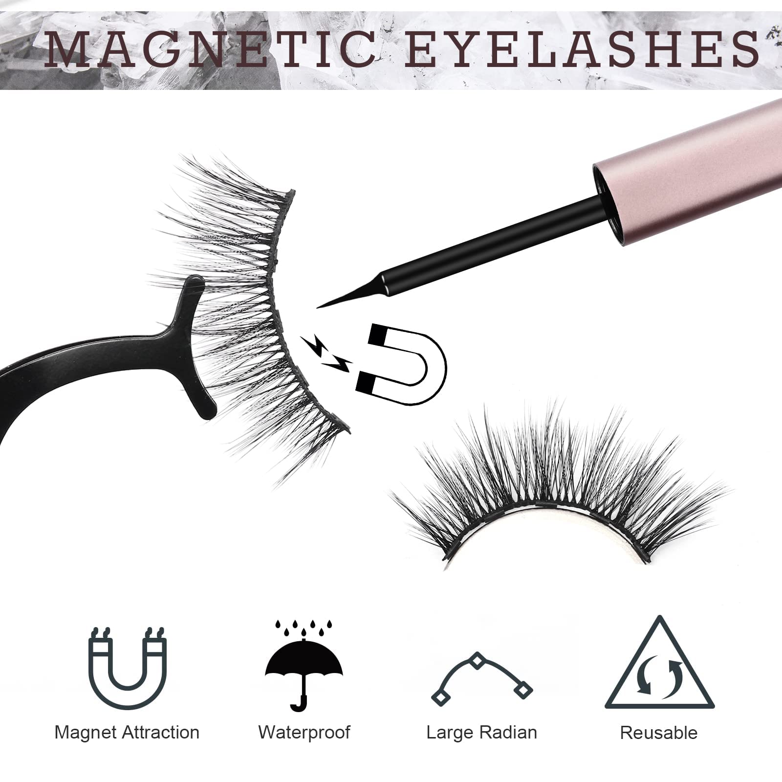 AROIC magnetic eyelashes 20 styles reusable for natural to dramatic looks