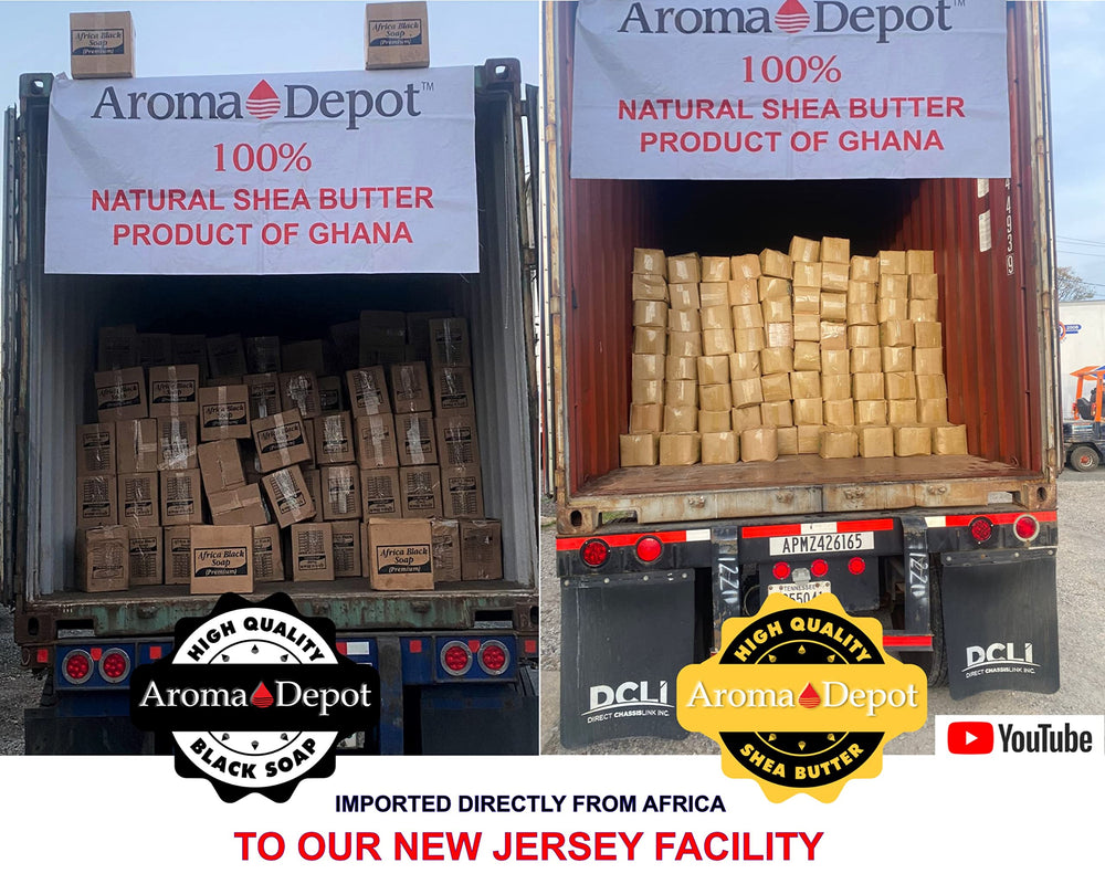 Ghana handmade badge on Aroma Depot Black Soap reflects craftsmanship and fair trade roots.