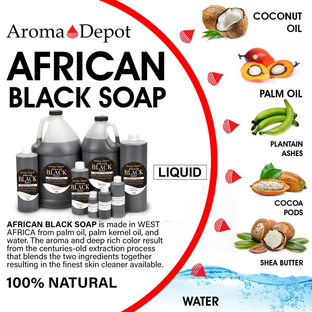 A close-up of Aroma Depot Black Soap liquid texture ready for cleansing routines.
