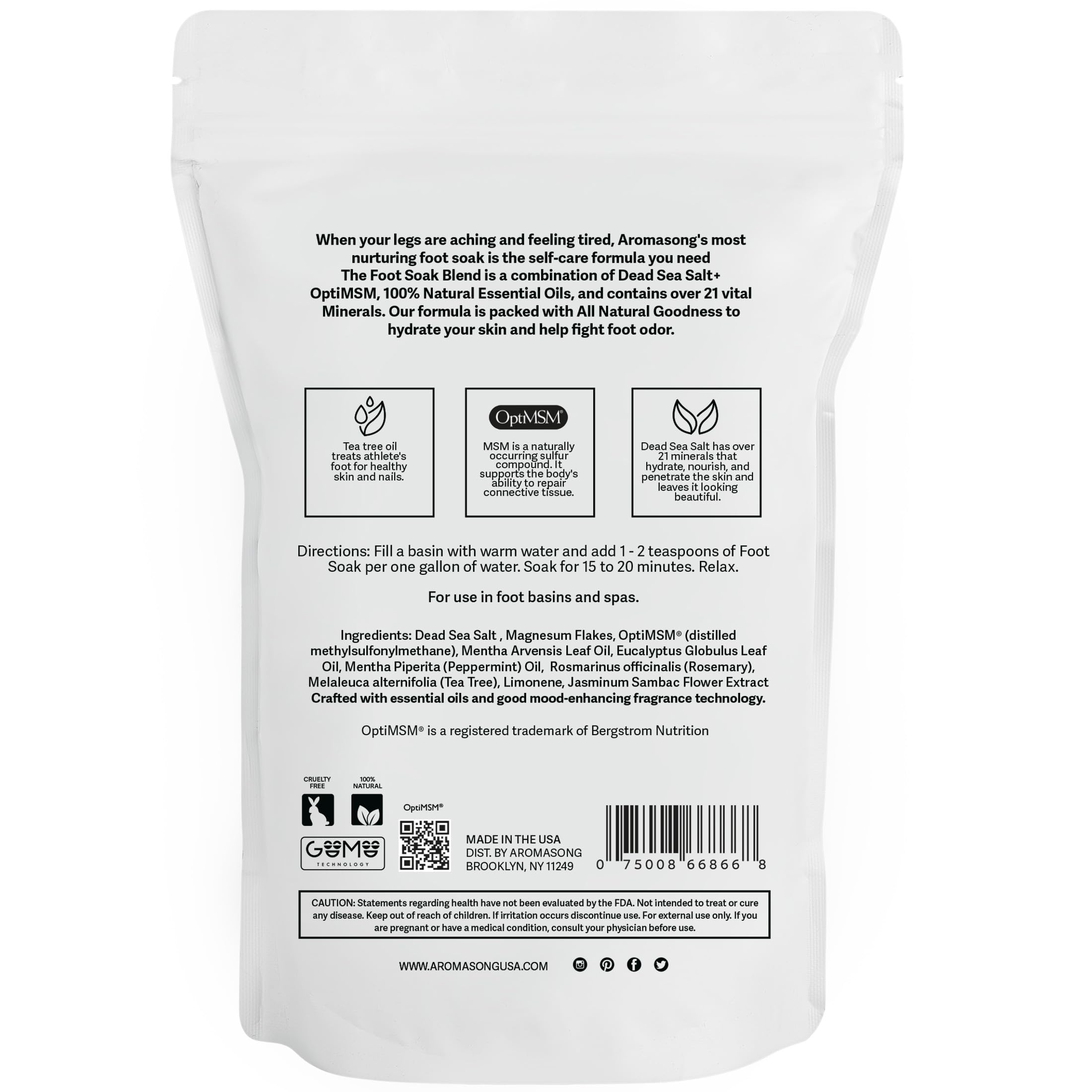 Aromasong bain-pieds formule-sans-cruauté: soin doux et respectueux.