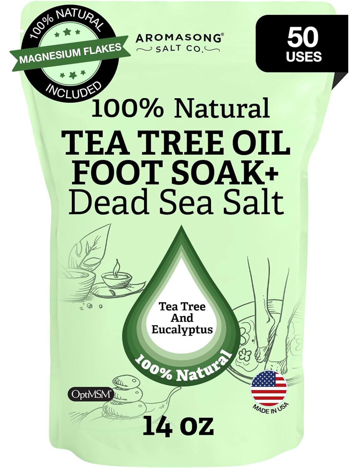 Aromasong bain-pieds sel mer morte magnesium: détend les pieds fatigués.