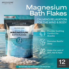 Flocons Aromasong magnésium mer Morte, texture cristaux délicats pour détendre le bain.