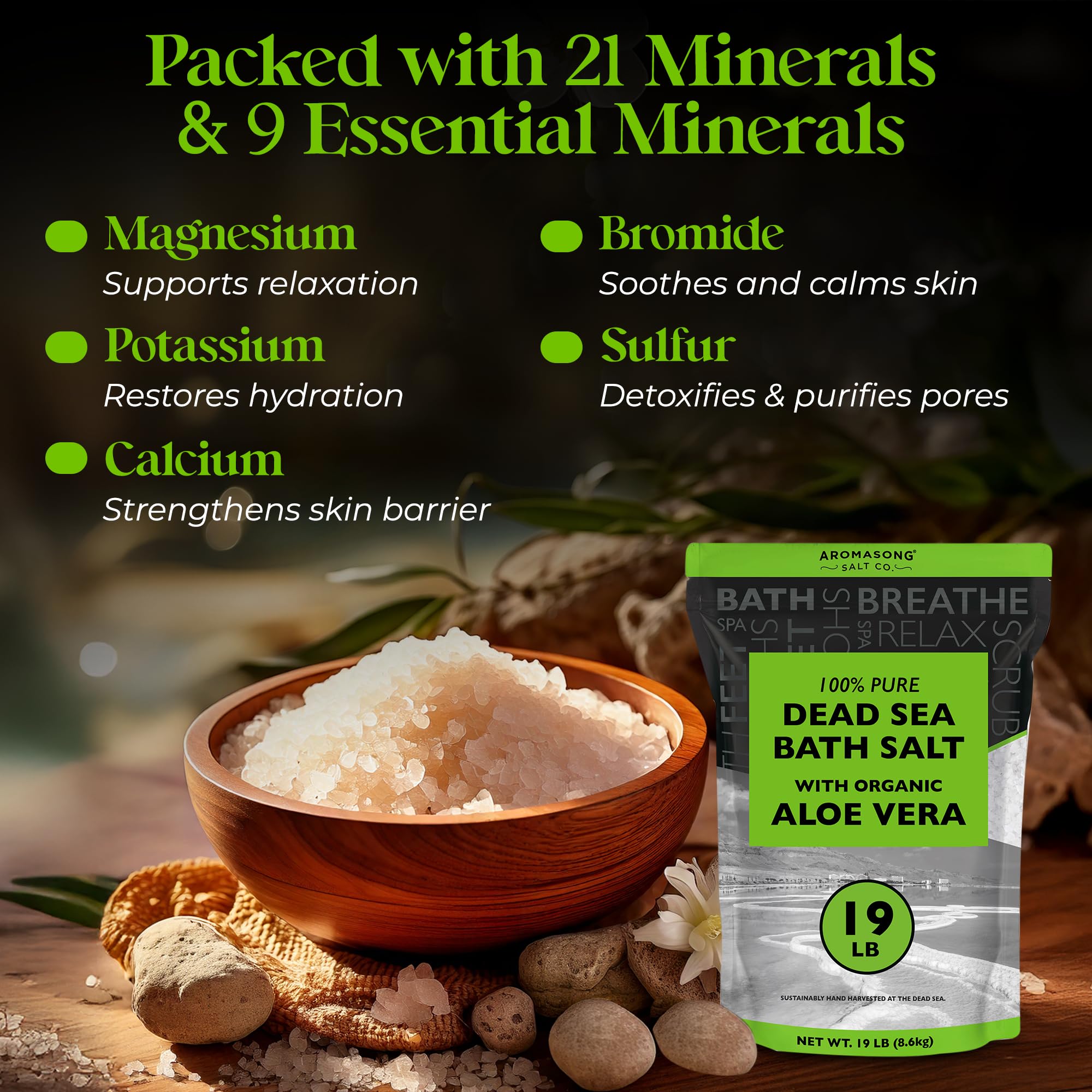 Aromasong minéraux 21 dont magnésium, peut aider à détendre les muscles fatigués.