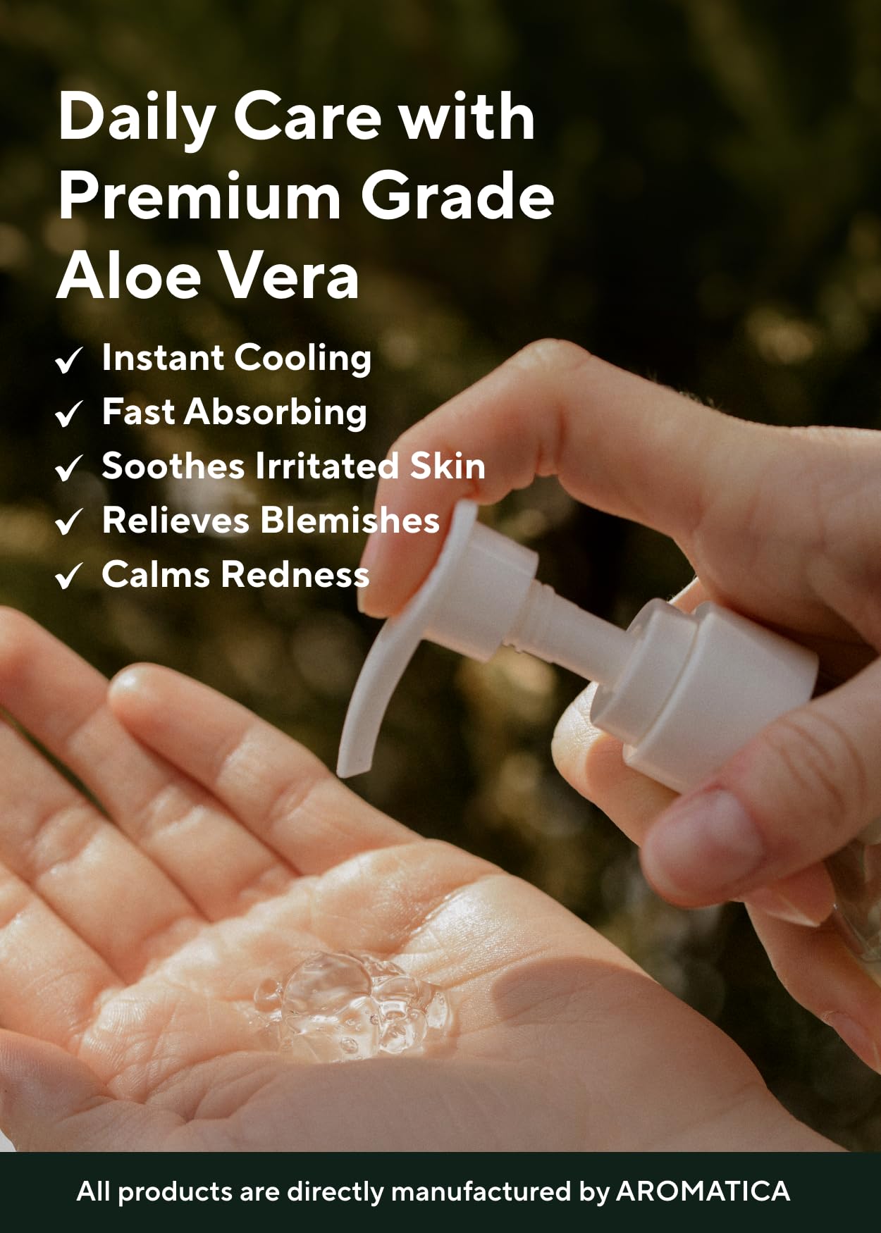 AROMATICA Gel Aloe Vera — visage et cheveux hydratés sans film gras.