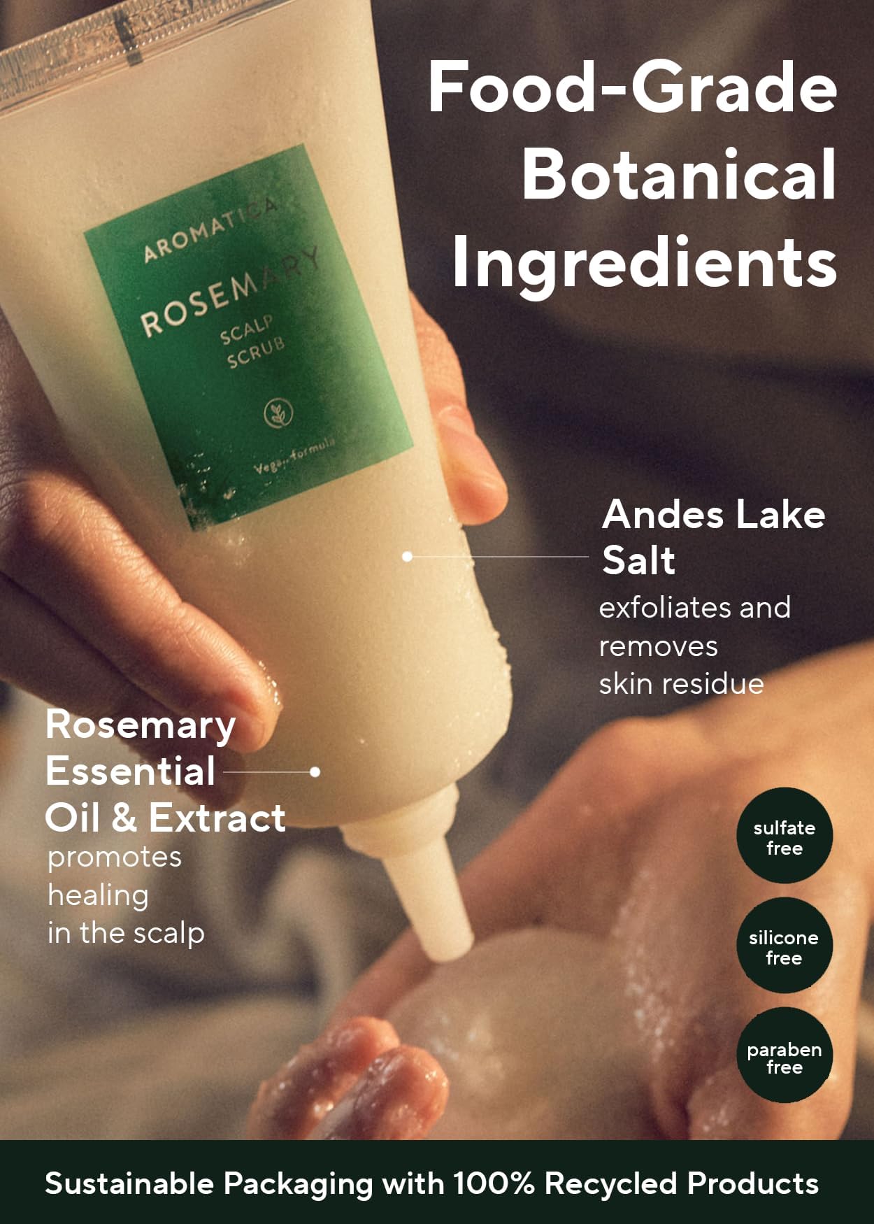 AROMATICA application pré shampoing: étape clé pour nettoyer le cuir chevelu.