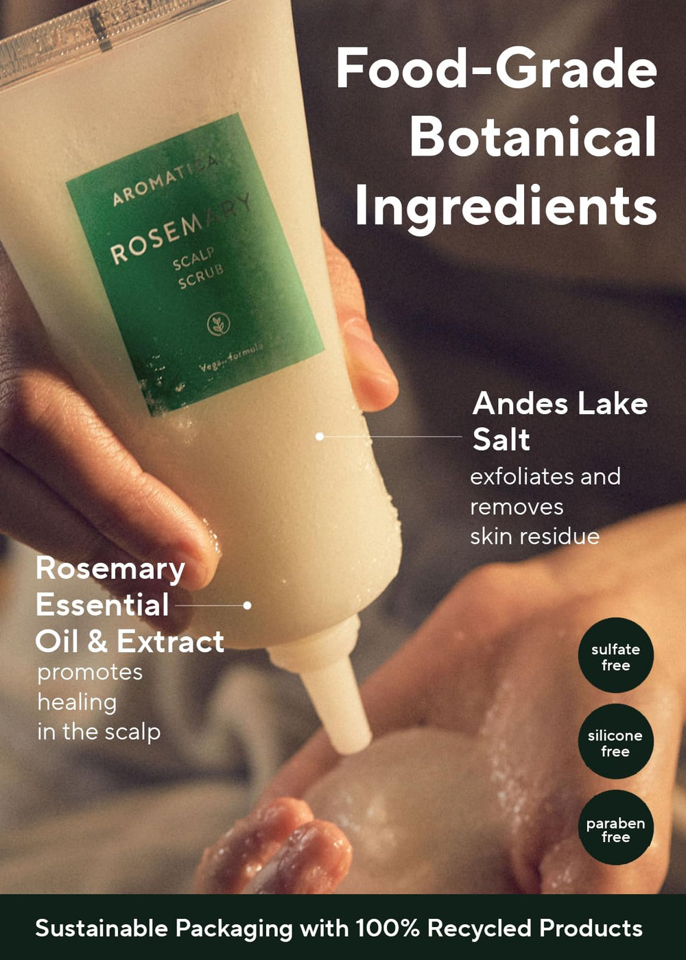 AROMATICA application pré shampoing: étape clé pour nettoyer le cuir chevelu.