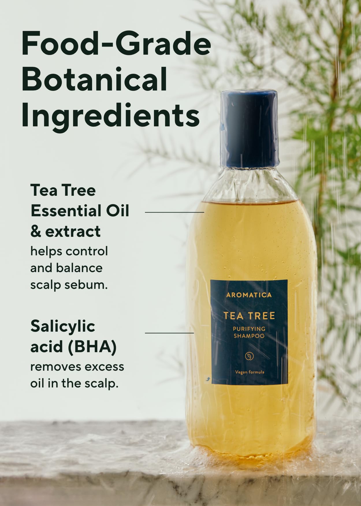 AROMATICA Extraits arbre à thé, bouteille, soin nourrissant pour cheveux équilibrés.