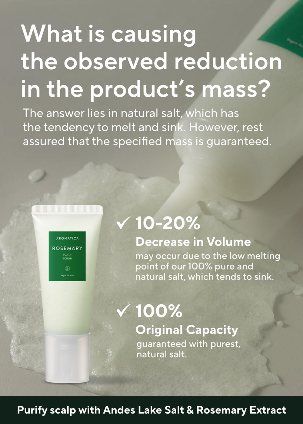 AROMATICA ingrédients romarin et sel des lacs Andes: soin naturel et purifiant.