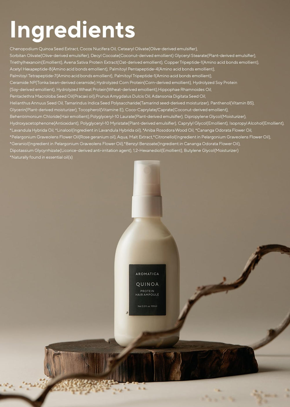 Parfum floral délicat persistant après application sur les longueurs par AROMATICA Quinoa Protéine Ampoule