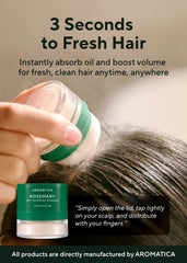 AROMATICA Rosemary Dry Shampoo Powder avec applicateur puff pour application ciblée