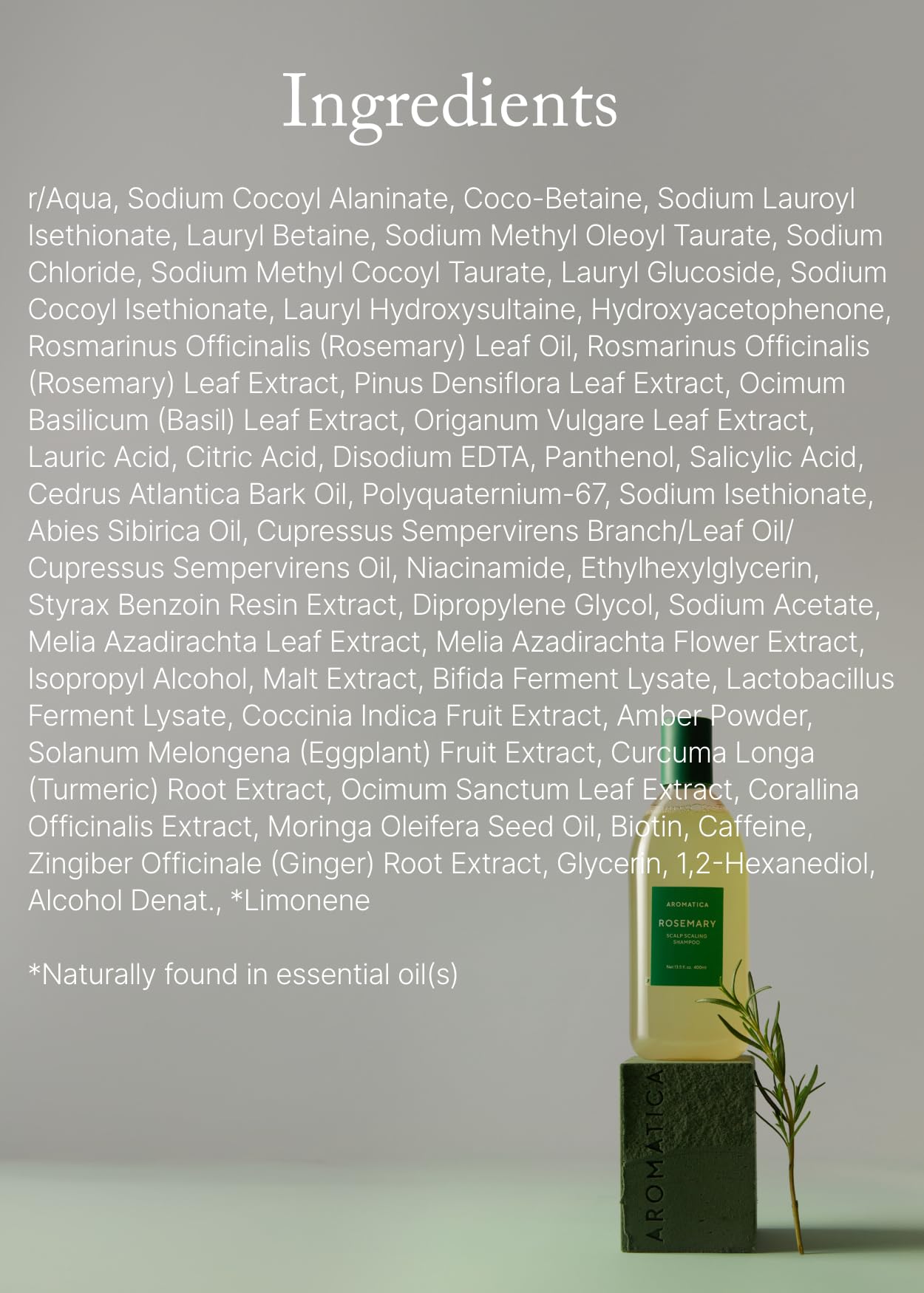 AROMATICA – Formule vegan sans sulfates, silicones et parabènes.