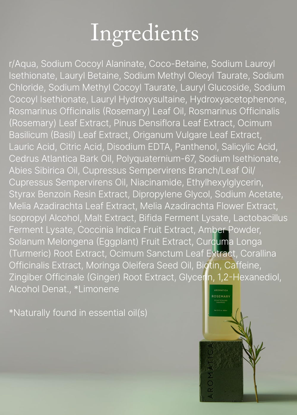 AROMATICA – Formule vegan sans sulfates, silicones et parabènes.