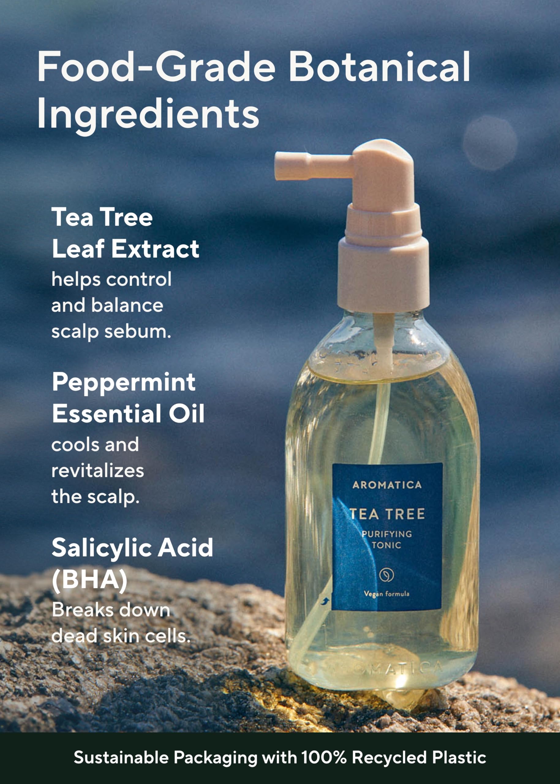 AROMATICA Tea Tree Purifying Tonic, application sur cuir-chevelu, soin ciblé