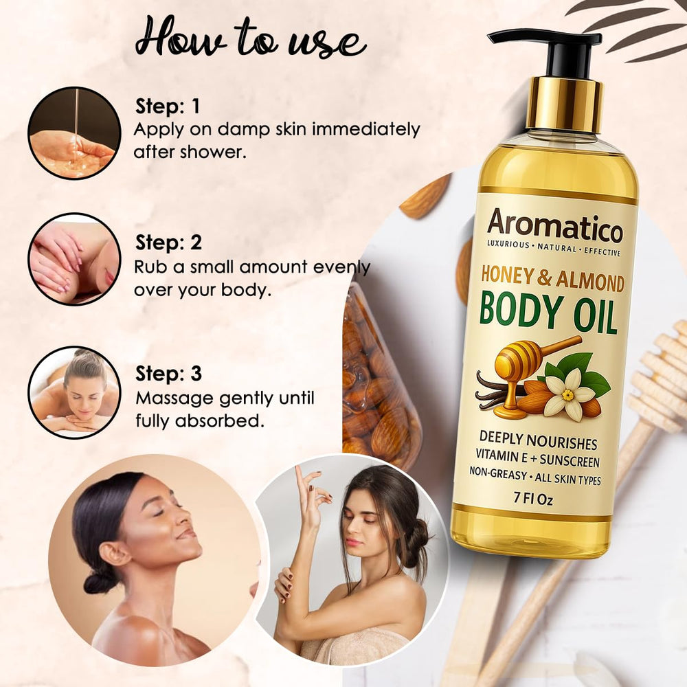 Aromatico Huile Corps Miel Amande – peau hydratée et souple tout au long de la journée.