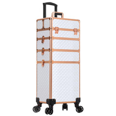 Mallette maquillage roulante AROUS ouverte, rangement pratique et accès rapide pour les pros.