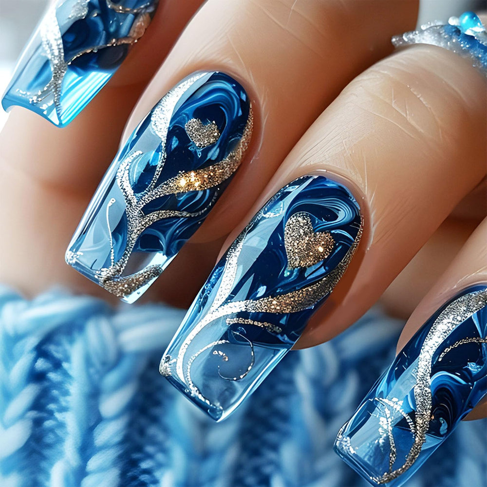 AROVFAM ensemble d’ongles à poser or courbe pour un style rapide à domicile