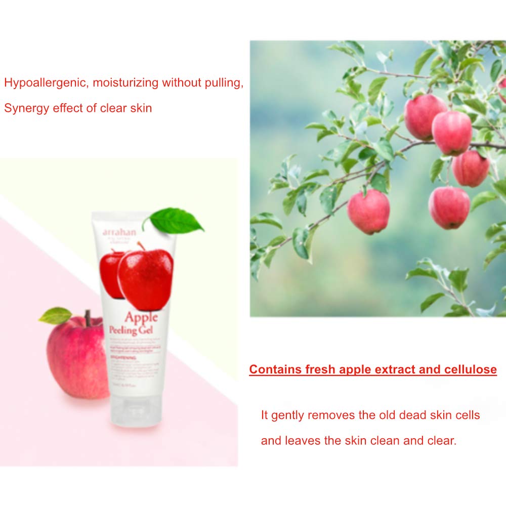 Arrahan Gel Peeling Pomme - Extraits de pomme visibles, usage quotidien pour peau lumineuse