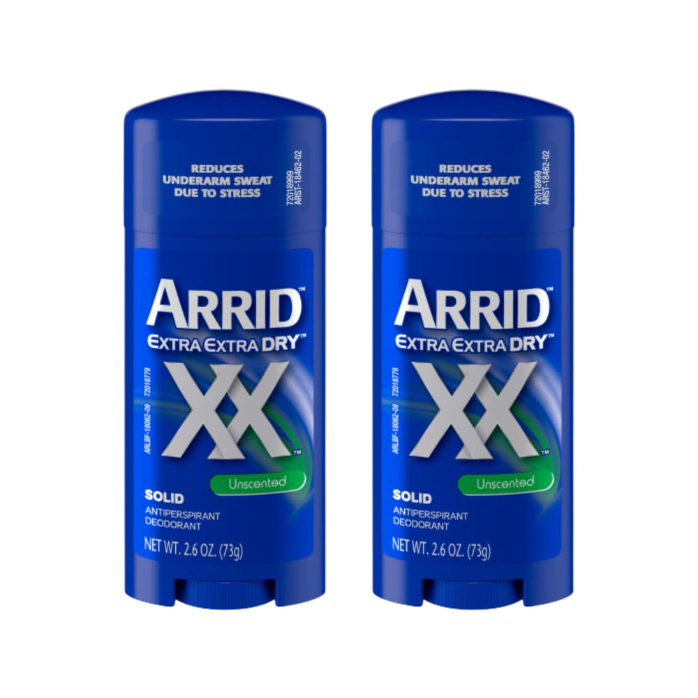 Arrid XX Déodorant solide sans parfum en pack de 2, protection durable.